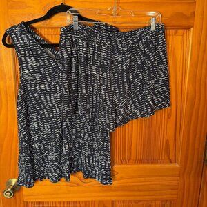 NWOT Donna Karan Sleepwear XL Sleeveless Blue/Black Top and Shorts
